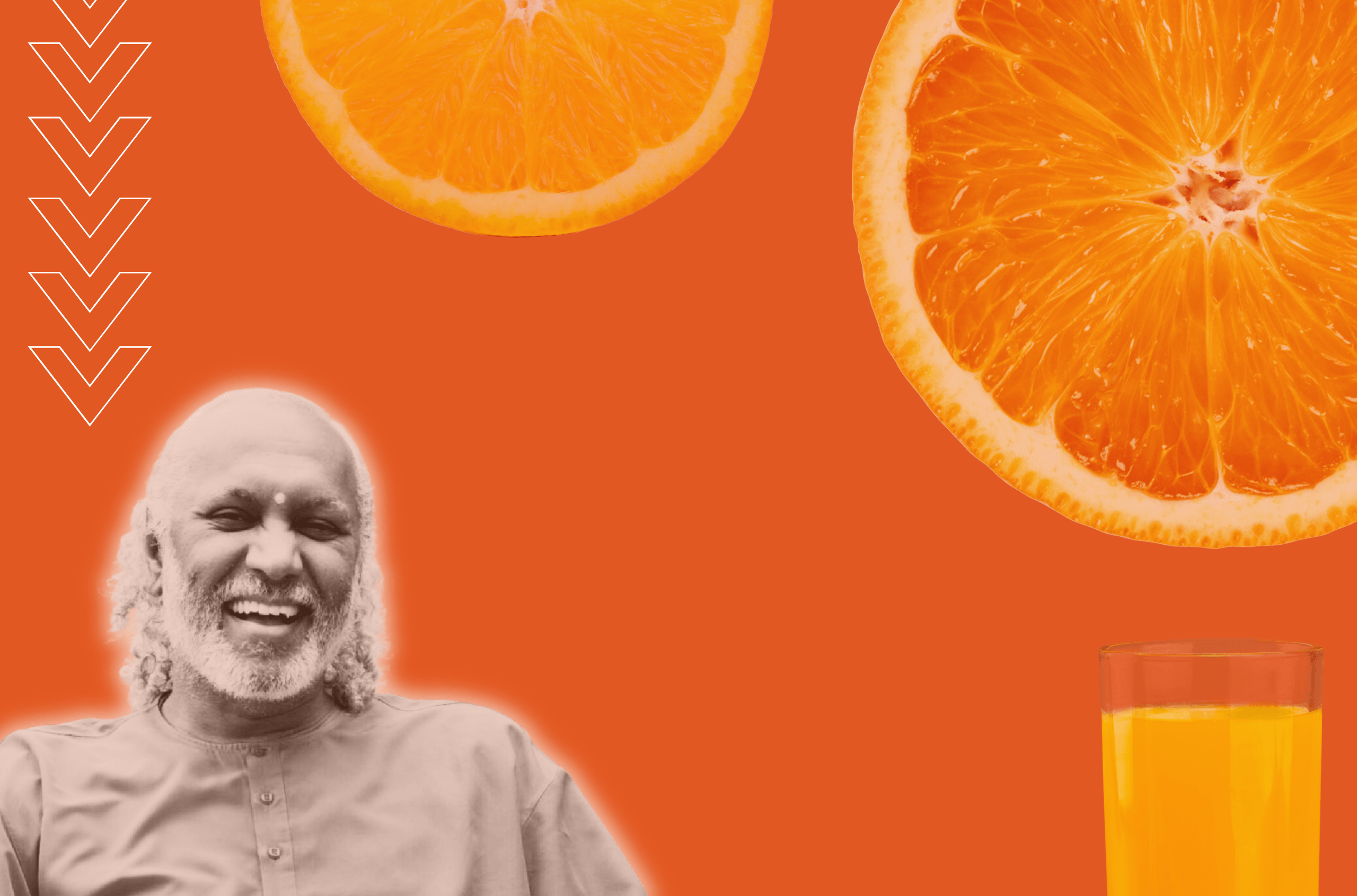 Swami Ishwarananda OJAS: Orange Juice to Awaken the Soul.